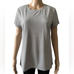 IZOD Fitness Women's Size Medium Grey Striped T-Shirt